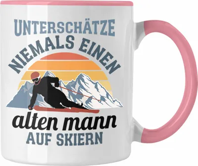 Produktbild von Trendation - Ski Fahren Tasse Geschenk Skifahrer Geschenk Tasse Lustig Männer Skifahren Witz Spruch Sprüche (Rosa)