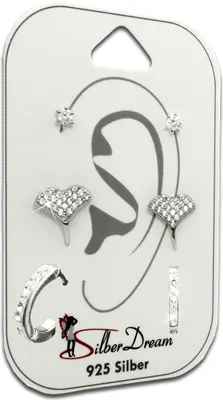 Produktbild von SilberDream Set 3er Ohrringe Ohrstecker 925 Silber Zirkonia Damen SDS612WJ