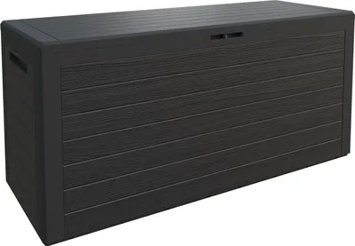 Produktbild von CASARIA® Gartenbox 280L UV-beständig Griffmulden Verschlussvorrichtung Balkon Terrasse Wohnzimmer Wintergarten Kissenbox 116x43cm Holz-Optik Anthrazit