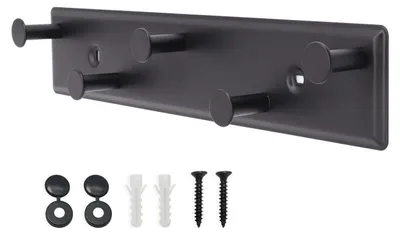 Obrázek produktu pro Nástěnný věšák na oblečení, kov, 5 háčků, černý, 24,9 cm