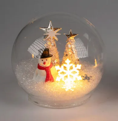 Produktbild von formano LED Dekokugel 12 cm mit Schneemann und 6/18h-Timer Weihnachtsdeko