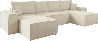 Produktbild von MIRJAN24 Wohnlandschaft Malaga U Cord mit Schlaffunktion und Bettkasten, Polstercouch, Stilvoll Polstersofa vom Hersteller (Farbe: Poso 100)