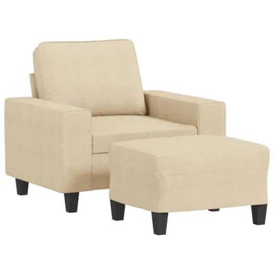 Obrázok produktu pre vidaXL Kreslo s taburetom krémové 60 cm Látka