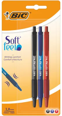 Produktbild von Długopis Soft Feel Clic Grip automatyczny BIC mix kolorów 3 sztuki