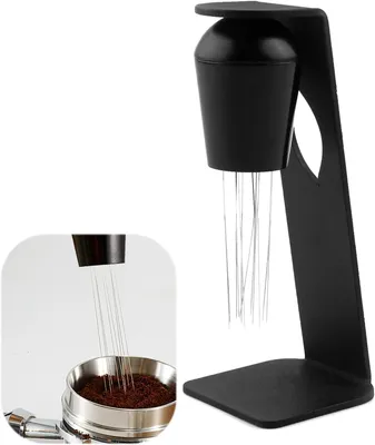 Productafbeelding van Koffie Roerder Tool - Espresso Verdeelgereedschap - Gelijkmatige Verdeling - 12 Roestvrijstalen Stiften - 04 mm Naalddikte - Zwart