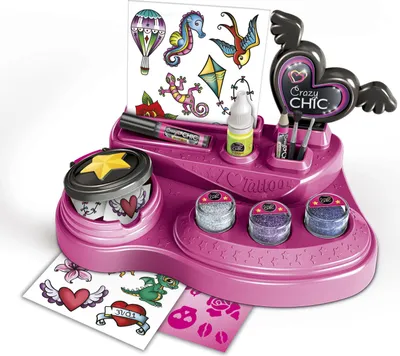 Produktbild von Clementoni Crazy Chic 8005125187331, Mehrfarbig, Kinder, Mädchen, Blau, Silber, Violett, Kunststoff, Tattoo