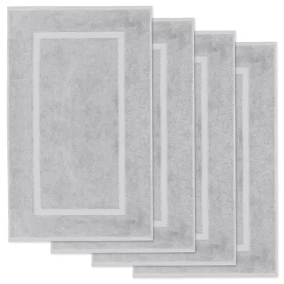 Zdjęcie produktu dla Zestaw 4 sztuk mat do łazienki Lavea®, wymiar 50x80 cm, dywanik łazienkowy wykonany w 100% z bawełny, gramatura 800 g/m², bardzo chłonny, można prać, mata podłogowa do łazienki, model Elena – kolor srebrny