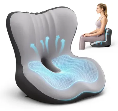 Produktbild von Ergonomisches Orthopädisches Sitzkissen mit Rückenstütze zur Schmerzlinderung