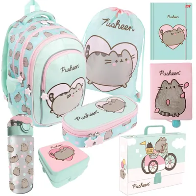 Produktbild von Rucksack, 8-teiliges Schulset für Mädchen, Pusheen Mint, St. Majewski