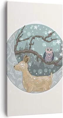 Produktbild von Bild auf Leinwand - Leinwandbild - Tiere Nacht Mond Eule - 55x100cm - Wand Bild - Wanddeko - Leinwanddruck - Bilder - Kunstdruck - Wanddekoration - Leinwand bilder - Wandkunst - PA55x100-2853