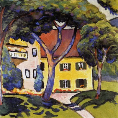 Obrázek produktu pro August Macke art print obrázek - Staudacherhaus Am Tegernsee, 1910 (70 x 70 cm)