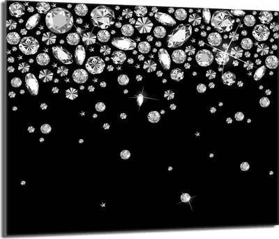 Produktbild von Herdabdeckplatte 60x52 Glaskeramikkochfeld Abdeckung Spritzschutz Glasplatte Deko Schneidebrett, Diamant Schwarz