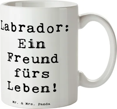 Produktbild von Mr. & Mrs. Panda Kaffeetasse Spruch Labrador Freund - Weiß - Geschenk, kaffeebecher keramik, Hunde, Hunderassen Beschreibung, energiegeladener Hund, Wasserliebhaber, Spaß
