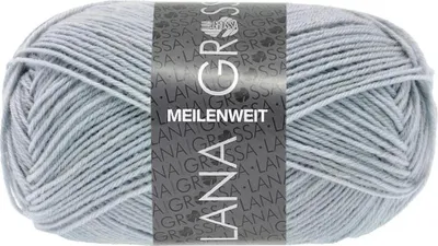 Produktbild von Lana Grossa MEILENWEIT 50 g UNI 4-fach Sockenwolle mit 80 % Schurwolle 210 m Farbe 1416 - Blaugrau