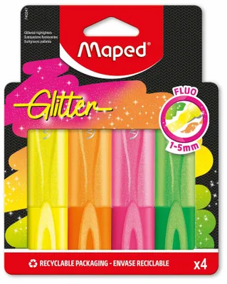 Obrázok produktu pre Zakreślacz Glitter Fluo brokatowy 4 kolory Maped