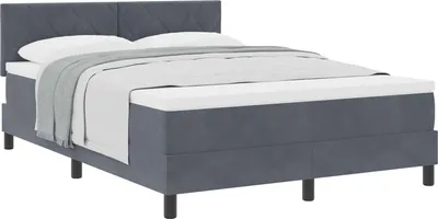 Produktbild von vidaXL Boxspringbett mit Matratze Dunkelgrau 140 x 200 cm Samt