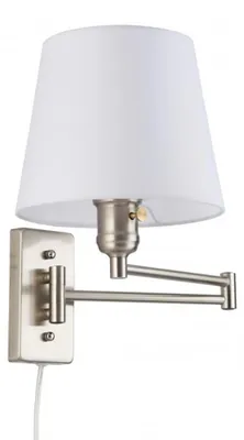 Wandleuchte mit verstellbarem Arm, E27, Chrom, weißer Stoffschirm, Leselampe
