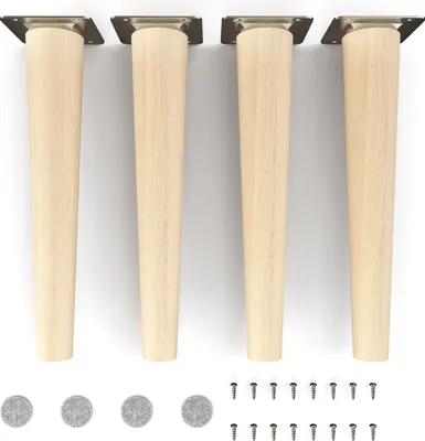 Produktbild von 4x sossai Holzfüße rund - gerade Ausführung 25cm Buche Naturbelassen