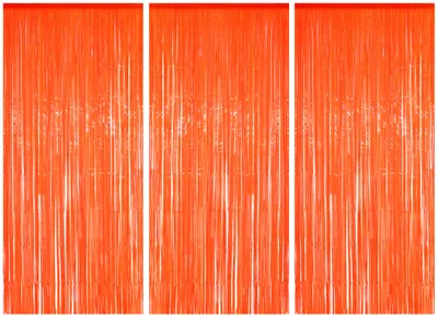 Produktbild von 3x Lametta Vorhang - orange - 91x244 cm