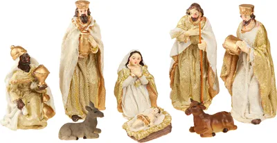 Produktbild von Goldene Krippenfiguren - 8 Stück - 12,5cm hoch