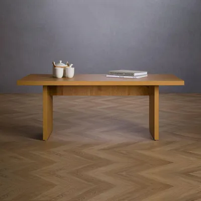 Produktbild von Couchtisch RIKA rechteckig mit Lamellenbeinen 120 x 45 x 60 Wildeiche Nachbildung - moderner Wohnzimmertisch im Japandi-Stil Tisch für Couch