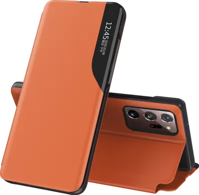 Produktbild von LaimTop Hülle für Galaxy Note 20 Ultra 5G, Smart View Fenster Flip Stand Cover Kunstleder Schutzhülle für Samsung Galaxy Note 20 Ultra 5G Orange