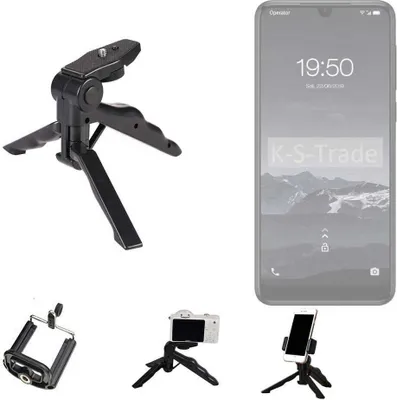 Produktbild von K-S-Trade Stativ Tisch-Ständer Dreibein Handy-Stativ Ständer kompatibel mit Qilive Q3 Mini-Stativ Smartphone Tripod Handy-Stativ aus Plastik schwarz