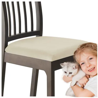Produktbild von Velours-Sitzbezug für Stuhl in Creme – Weich, elastisch und formstabil