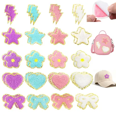 40 Chenille-Patches, selbstklebend, geborduurt, DIY-Aufnäher