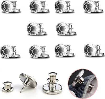 Produktbild von INF Abnehmbare Jeansknöpfe im 10er-Pack Silber Perfekt sitzender Knopf