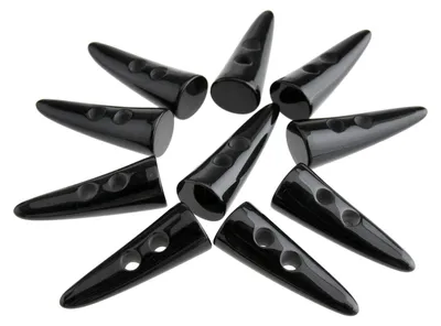 10 Harz-Toggle-Knöpfe, 2 Löcher, schwarz, für Kleidung & Mäntel