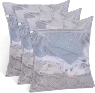 Zdjęcie produktu dla Siatka do prania ubrań, 50 x 60 cm - duża siatka do prania z zamkiem błyskawicznym - wykonana z siatki - chroni delikatne tkaniny