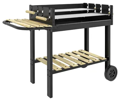 Image de Barbecue au charbon de bois, grilles réglables en hauteur, design portable, couleur noire