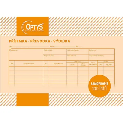 Image de Reçu - Transfert - Distributeur Optys - A5 / 100 feuilles NCR / 1087