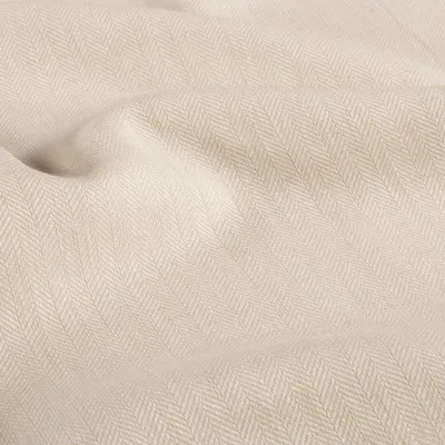 Leinen Baumwoll Chambré Stoff Melange Fischgrät Detailansicht beige