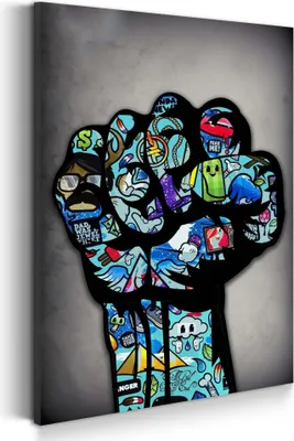 Produktbild von Graffiti Street Art Faust Wandbild Leinwandbild Kunstdruck XL Wanddeko Hand: 80x120x4cm