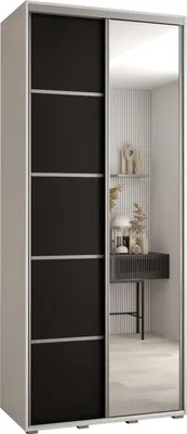 Produktbild von MEBLE KRYSPOL Davos 5 Schrank, zwei Türen - 235,2x100x45 cm - Weiß Schwarz Silber