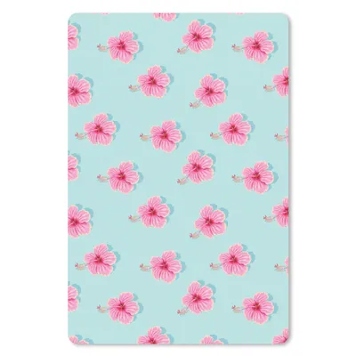 Produktbild von MuchoWow® Mauspad Mousepad Sommerlich - Blumen - Rosa - Blau 40x60 cm - Mousepads - Maus Mat - Pad - Mausunterlage - Schreibtisch Accesoire