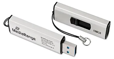 Produktbild von MediaRange MR918, 128 GB, USB Type-A / Micro-USB, 3.2 Gen 1 (3.1 Gen 1), 80 MB/s, Dia, Schwarz, Silber