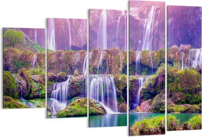 Produktbild von Bild auf Leinwand - Leinwandbild - Wasserfall Natur - 150x100cm - Wand Bild - Wanddeko - Leinwanddruck - Bilder - Kunstdruck - Wanddekoration - Leinwand bilder - Wandkunst - EG150x100-3893