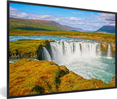 Produktbild von MuchoWow® Gerahmtes Poster Wasserfall - Wasser - Natur 90x60 cm - Poster mit Schwarzem Bilderrahmen Wandposter Rahmen Foto Bilder - Fotorahmen - Foto-Plakat