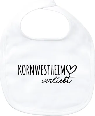 Produktbild von Huuraa Baby Lätzchen Kornwestheim verliebt White Klettverschluss  Baumwolle Latz Geschenkidee