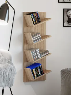 Produktbild von VCM Holzregal hängend | platzsparendes Regal | Maße: H. 90 x B. 33 x T. 16 cm | Elegantes Regal hängend | Aufbewahrungsregal | Bücherregal | Wandboard - Lansi Mini