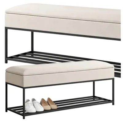 Produktbild von SCHUHREGAL – KISTE MIT ABLAGE 80 x 30 x 46 cm – SITZKISSEN FÜR DEN FLUR