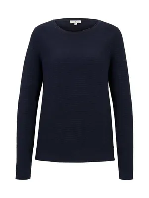 Produktbild von Damen Pullover Rundhals Langarm Sweatshirt Schlitz seitlich am Saum