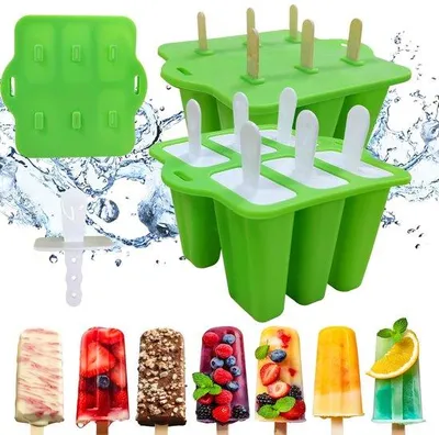 Produktbild von Ibenzoa® Silikon-Eisformen Set (6 Stück) – für bis zu 10 Eis am Stiel & Cakesicles, lebensmittelecht, antihaft, spülmaschinengeeignet