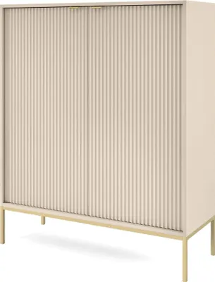 Produktbild von Selsey VELLORE - Highboard 2-türig, Beige mit goldfarbenem Gestell, 104 cm