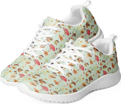 Produktbild von Mr. & Mrs. Panda Damen Sneaker Herbst Pilze Größe 42 - Grün - Geschenk, Schwarz, Bunt, Wald, Schmetterlings Muster, Weiß, Pilz, Frauen, Herbstwald