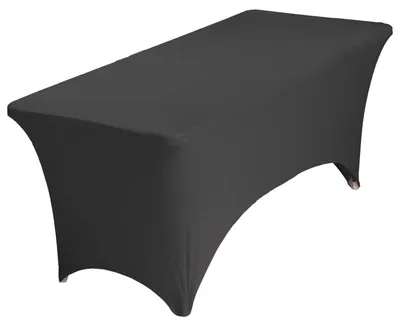 Produktbild von Elasthan-Tischdecke rechteckig 122 cm Schwarz waschbar & knitterfrei für Bankett & Hochzeit