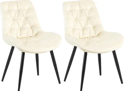 Produktbild von CLP 2er Set Esszimmerstuhl Rossford Samt I Stuhl mit Lehne creme